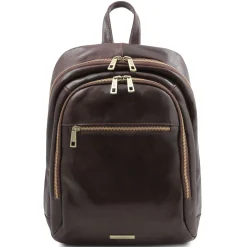 2 Compartments Leather Backpack