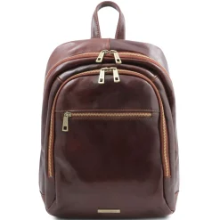 2 Compartments Leather Backpack