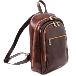 2 Compartments Leather Backpack