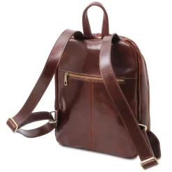 2 Compartments Leather Backpack