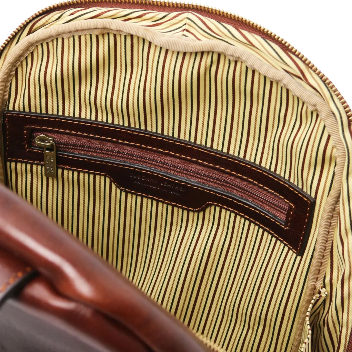 2 Compartments Leather Backpack