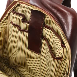 2 Compartments Leather Backpack