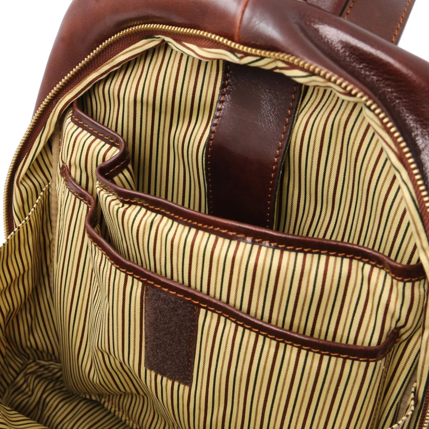2 Compartments Leather Backpack
