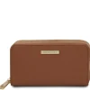Double zip Around Leather Wallet
