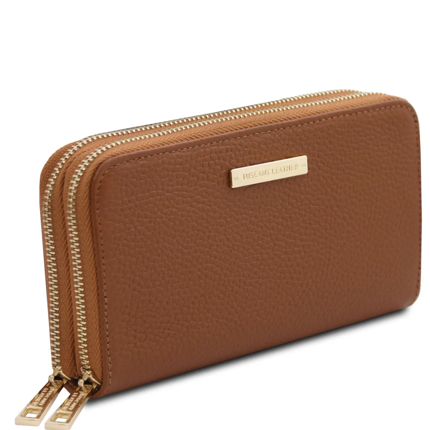 Double zip Around Leather Wallet