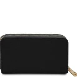Double zip Around Leather Wallet