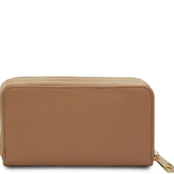Double zip Around Leather Wallet