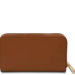 Double zip Around Leather Wallet
