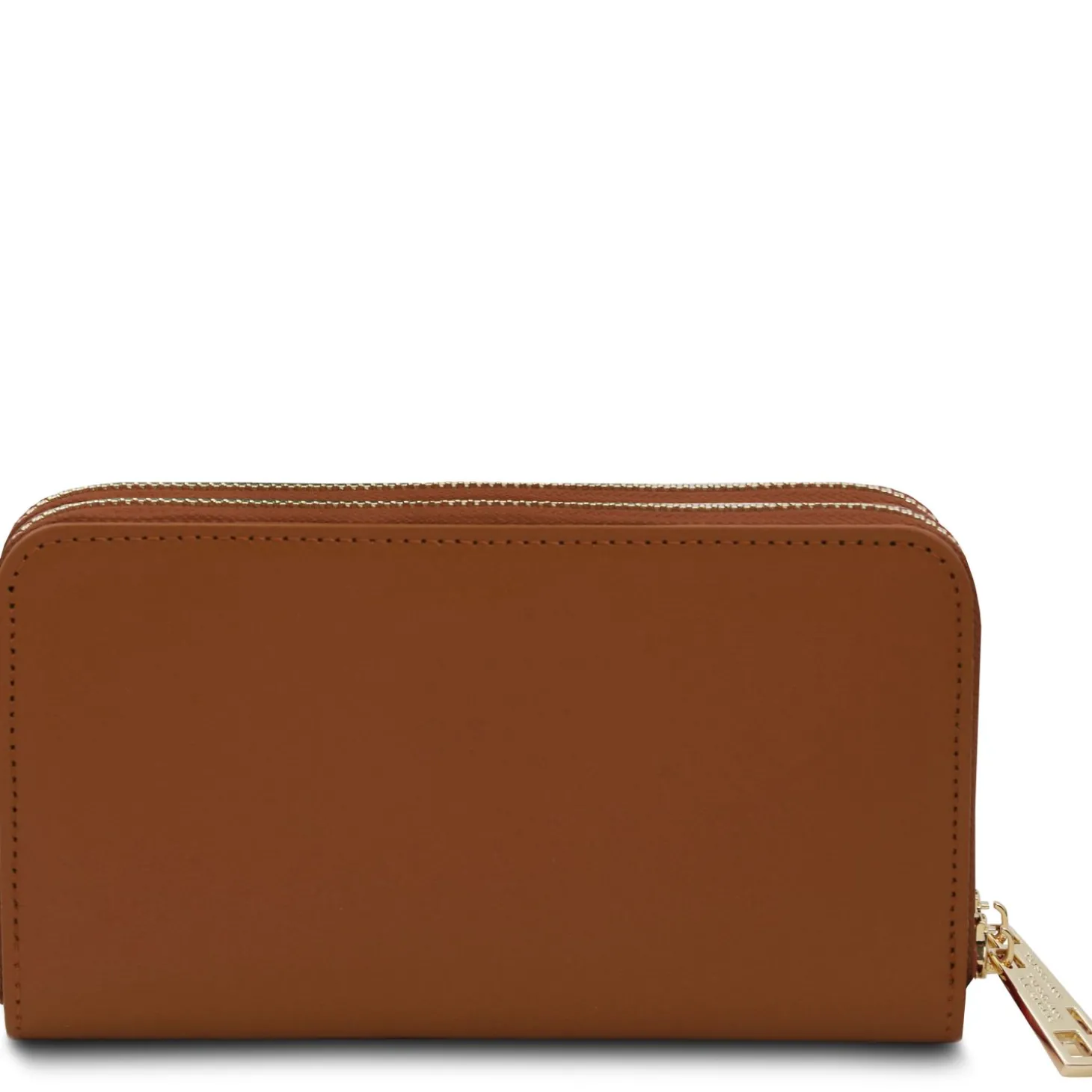 Double zip Around Leather Wallet