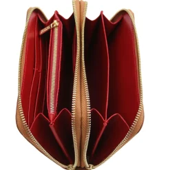 Double zip Around Leather Wallet