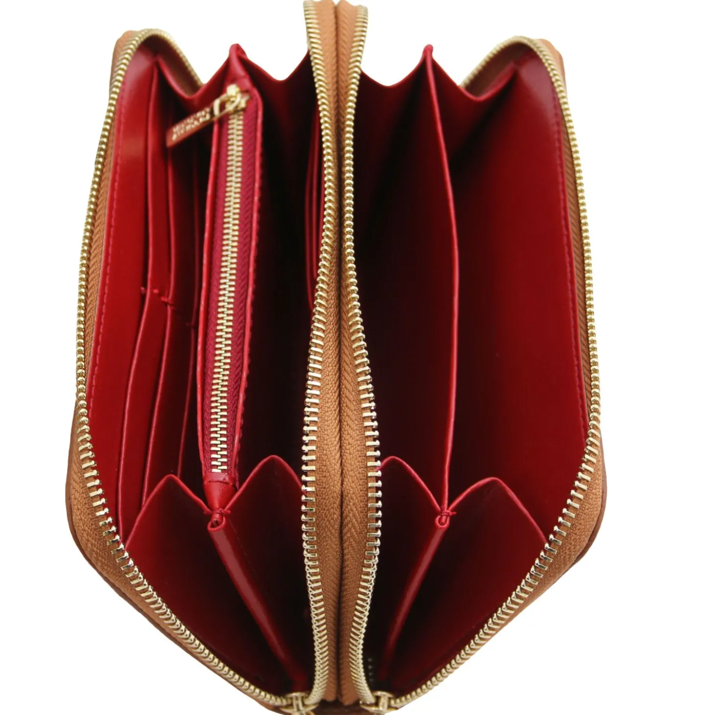 Double zip Around Leather Wallet