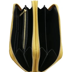 Double zip Around Leather Wallet