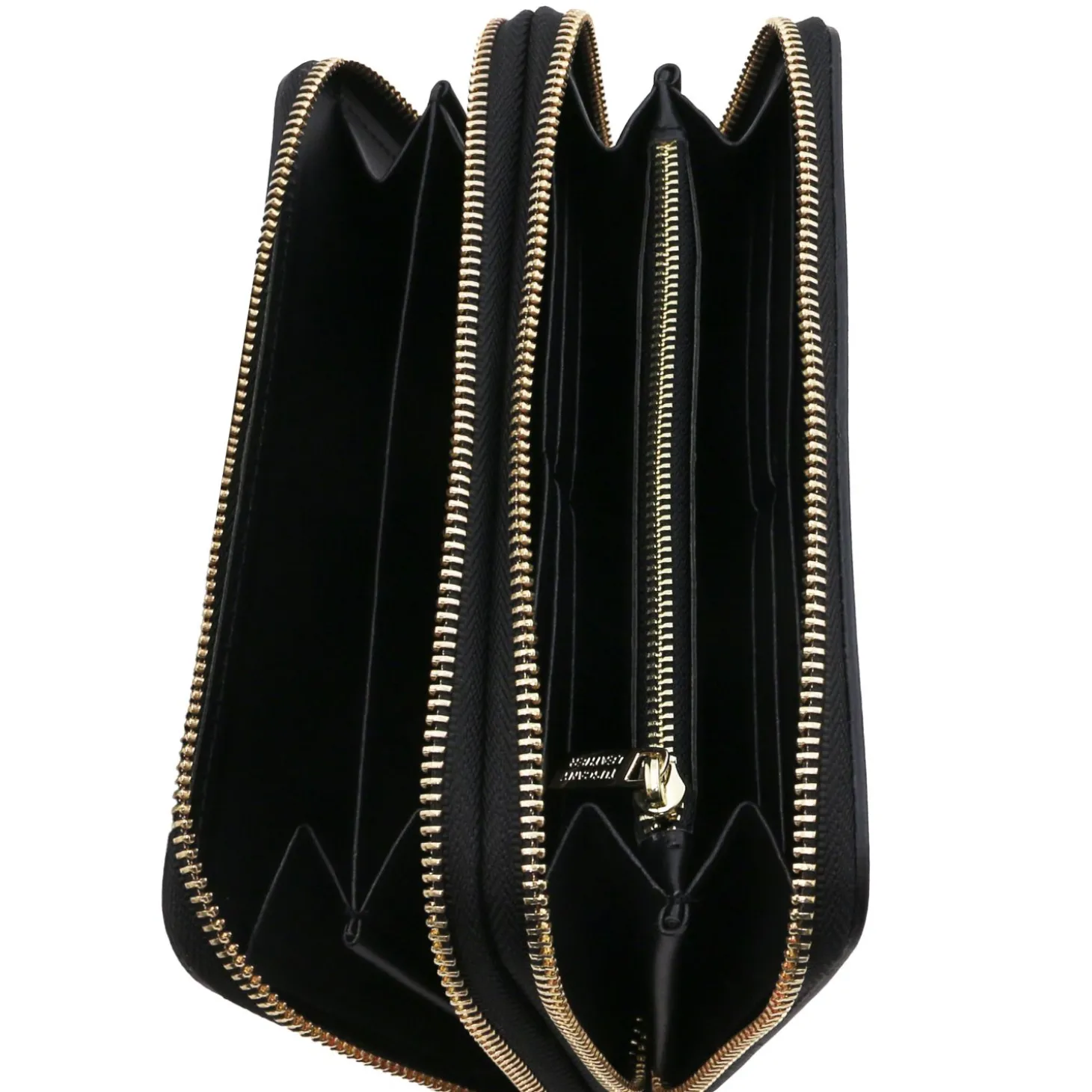 Double zip Around Leather Wallet