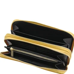 Double zip Around Leather Wallet
