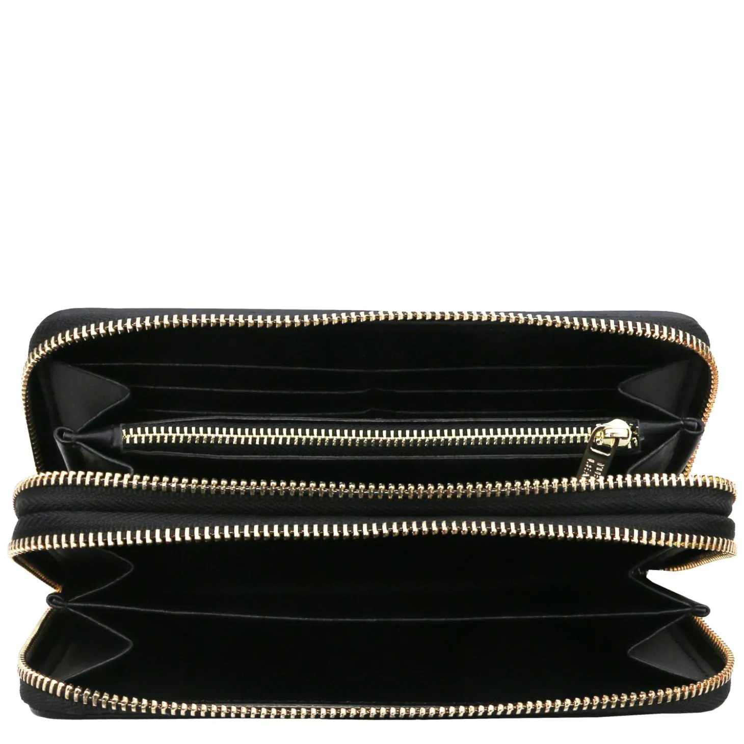 Double zip Around Leather Wallet