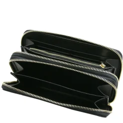 Double zip Around Leather Wallet