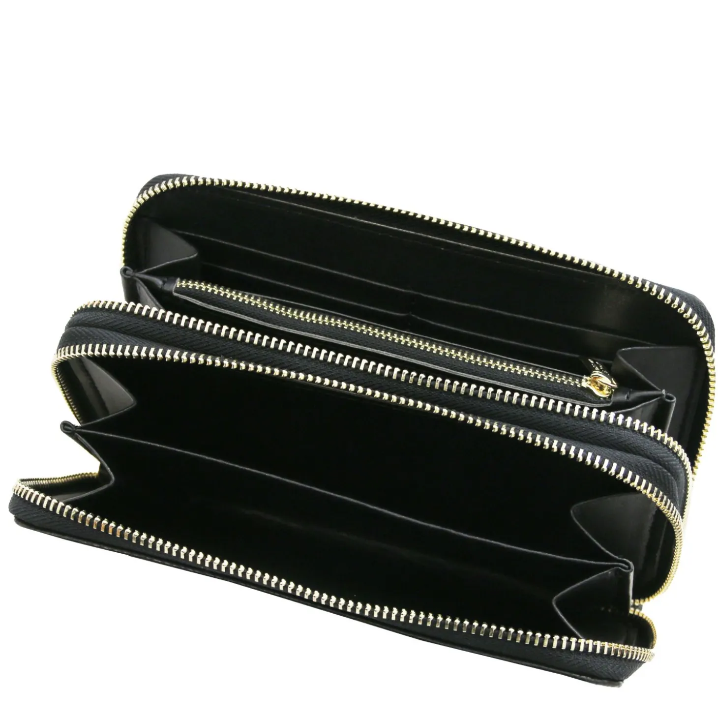 Double zip Around Leather Wallet