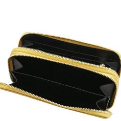 Double zip Around Leather Wallet