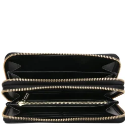 Double zip Around Leather Wallet