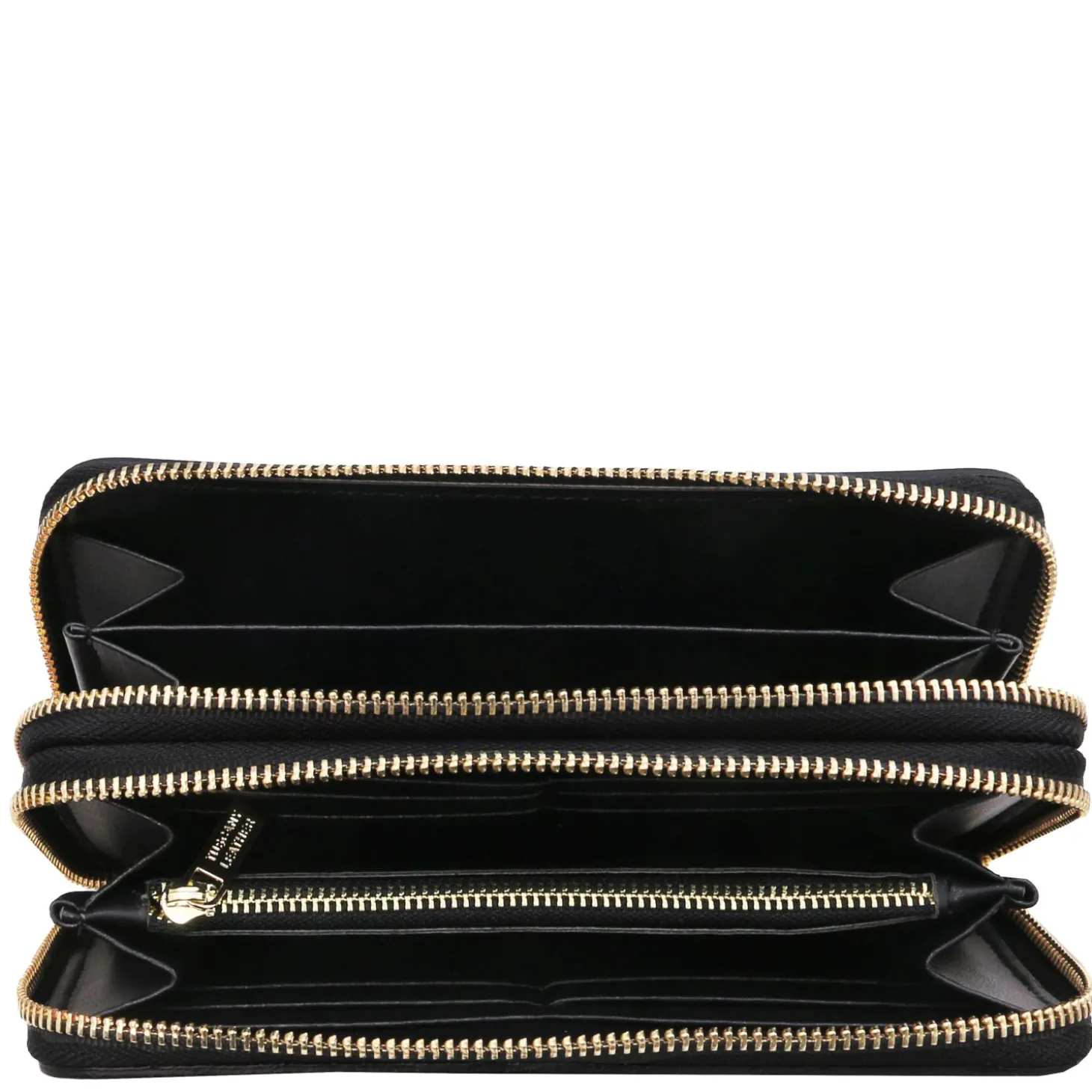 Double zip Around Leather Wallet