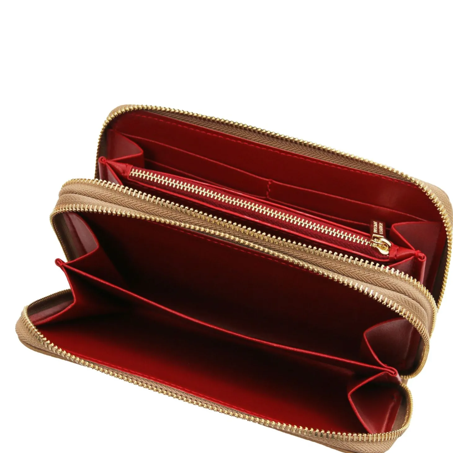 Double zip Around Leather Wallet