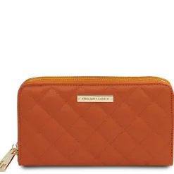 Double zip Around Soft Leather Wallet