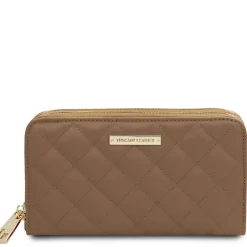 Double zip Around Soft Leather Wallet