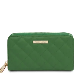 Double zip Around Soft Leather Wallet