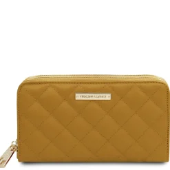 Double zip Around Soft Leather Wallet