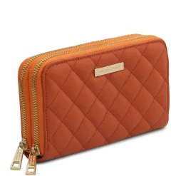 Double zip Around Soft Leather Wallet