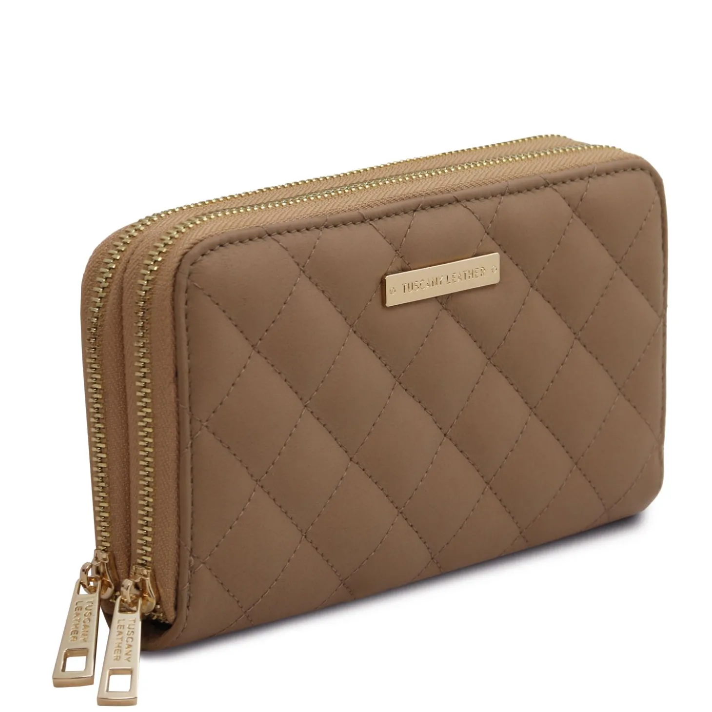 Double zip Around Soft Leather Wallet