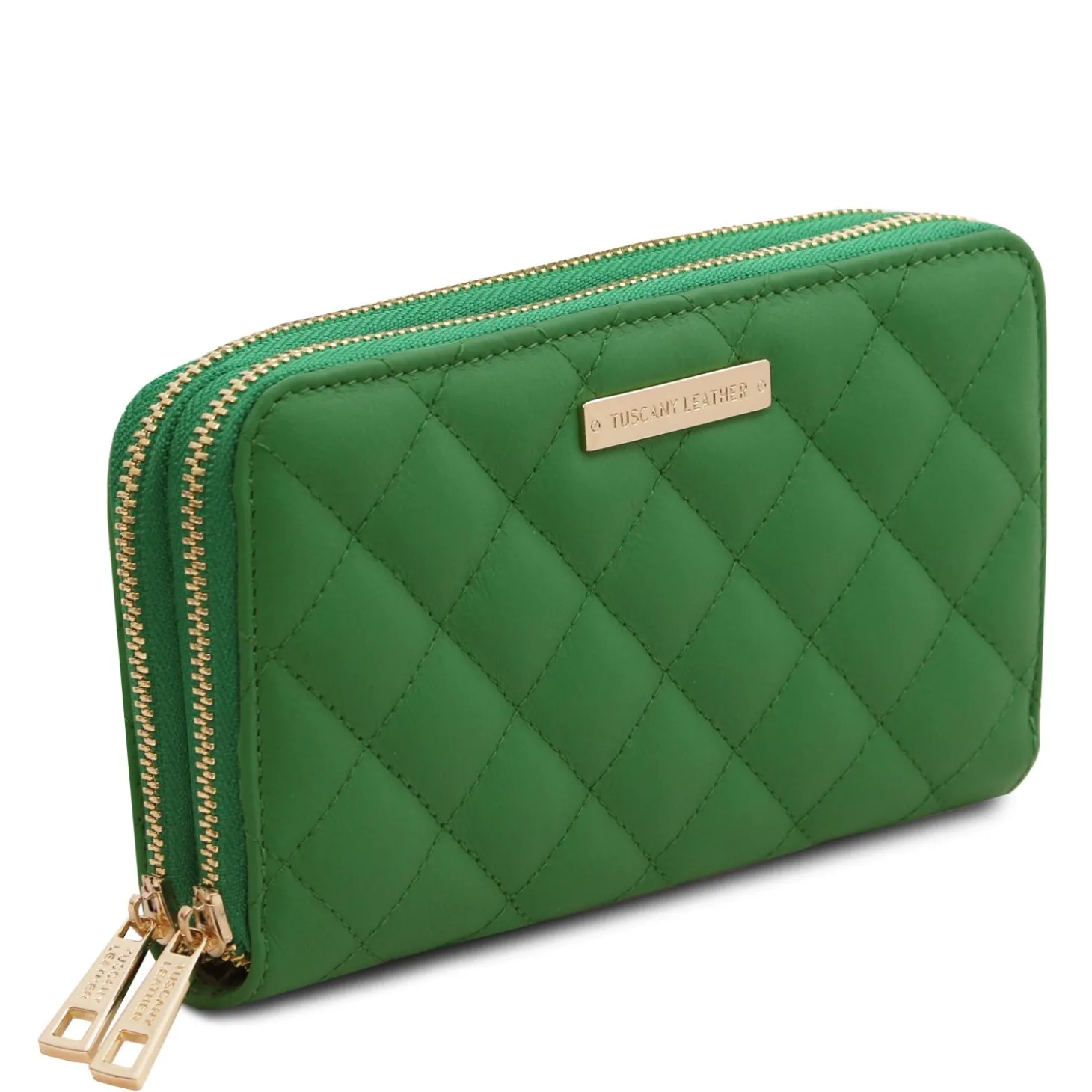 Double zip Around Soft Leather Wallet