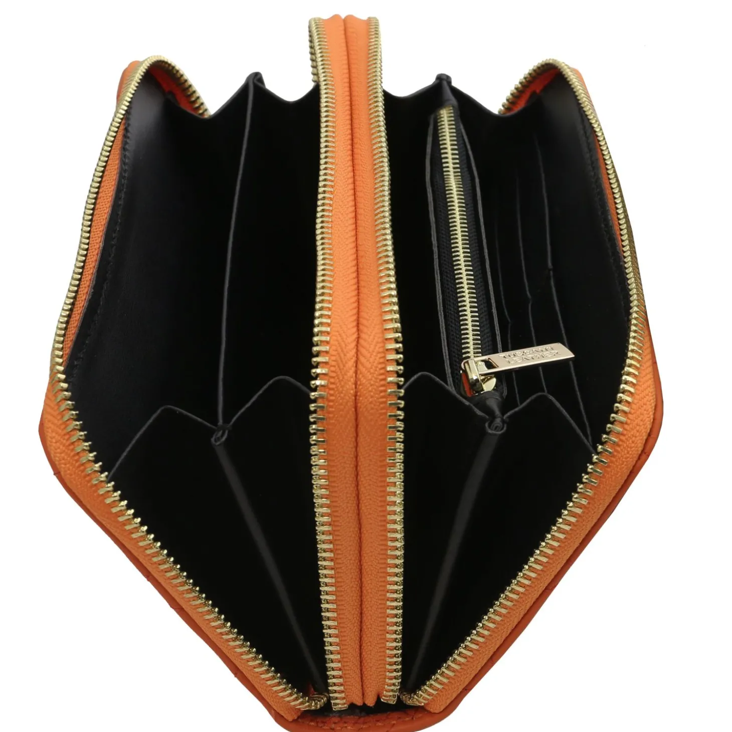 Double zip Around Soft Leather Wallet