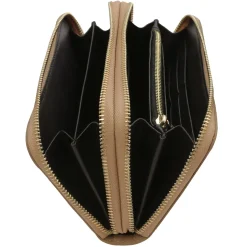 Double zip Around Soft Leather Wallet