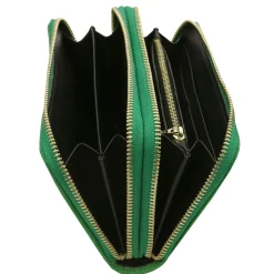 Double zip Around Soft Leather Wallet