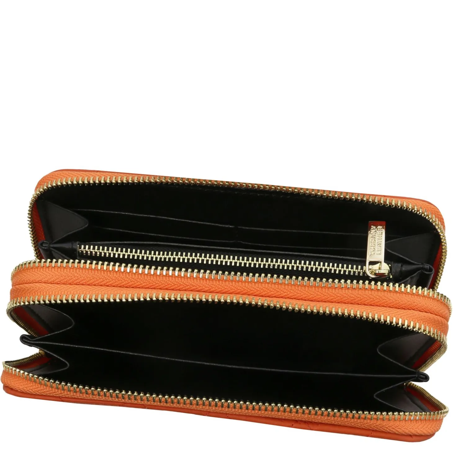Double zip Around Soft Leather Wallet