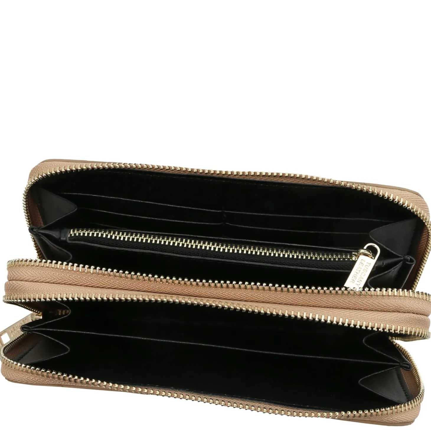 Double zip Around Soft Leather Wallet