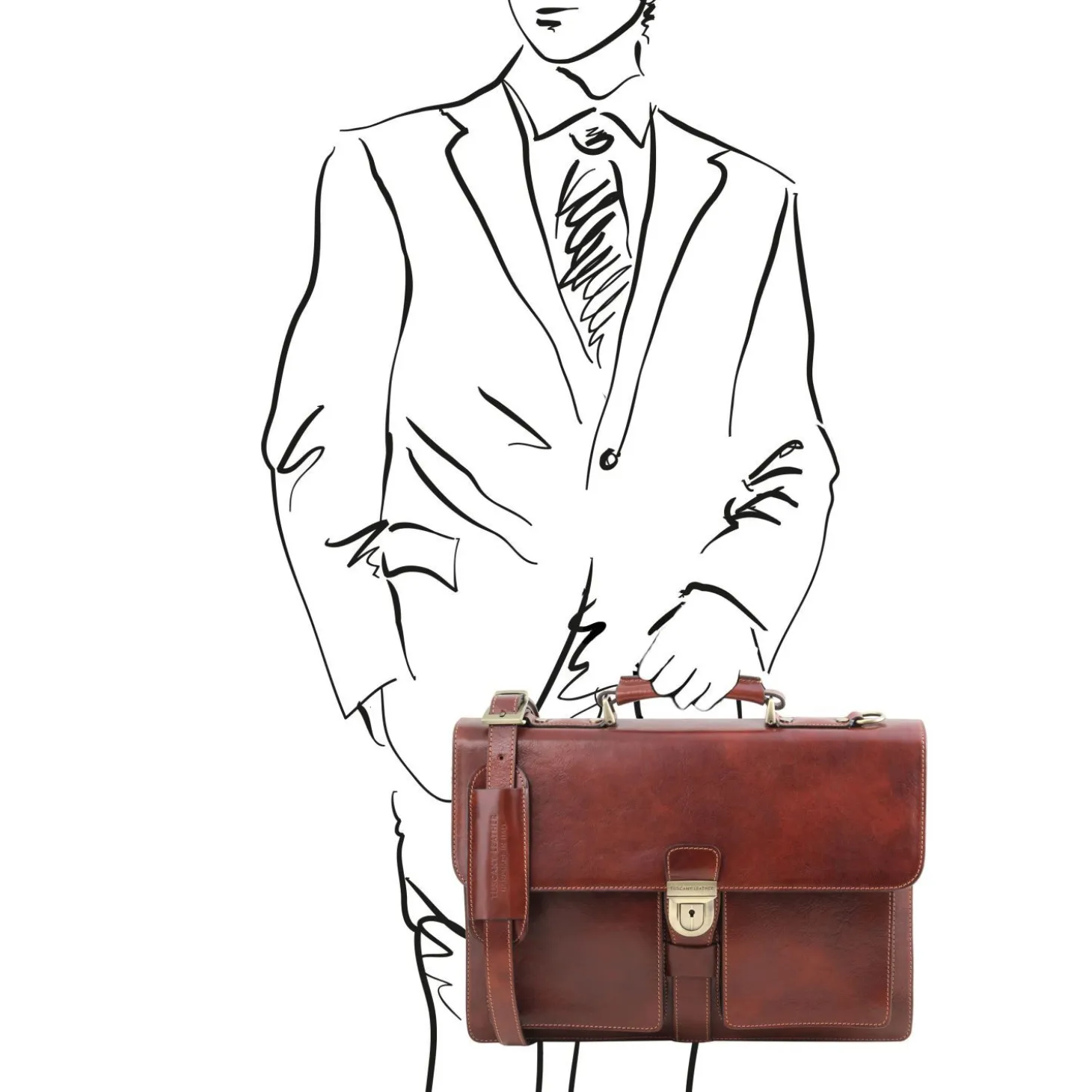 Leather Briefcase 3 Compartments