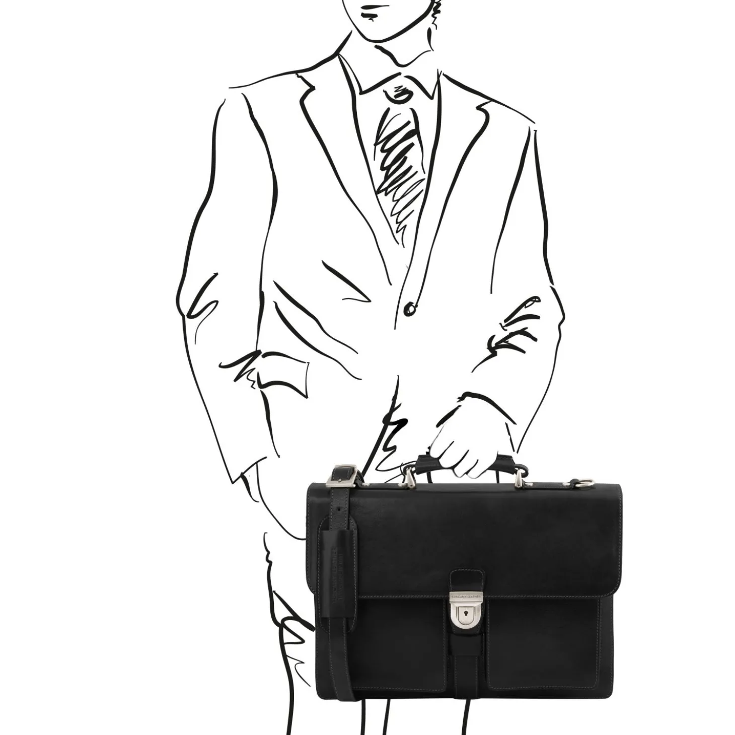 Leather Briefcase 3 Compartments