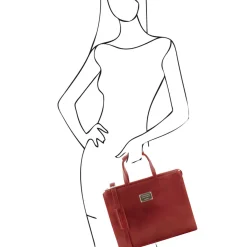 Leather Briefcase 3 Compartments for Women