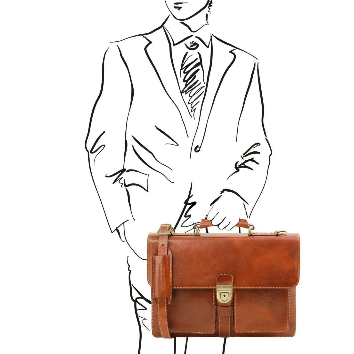 Leather Briefcase 3 Compartments