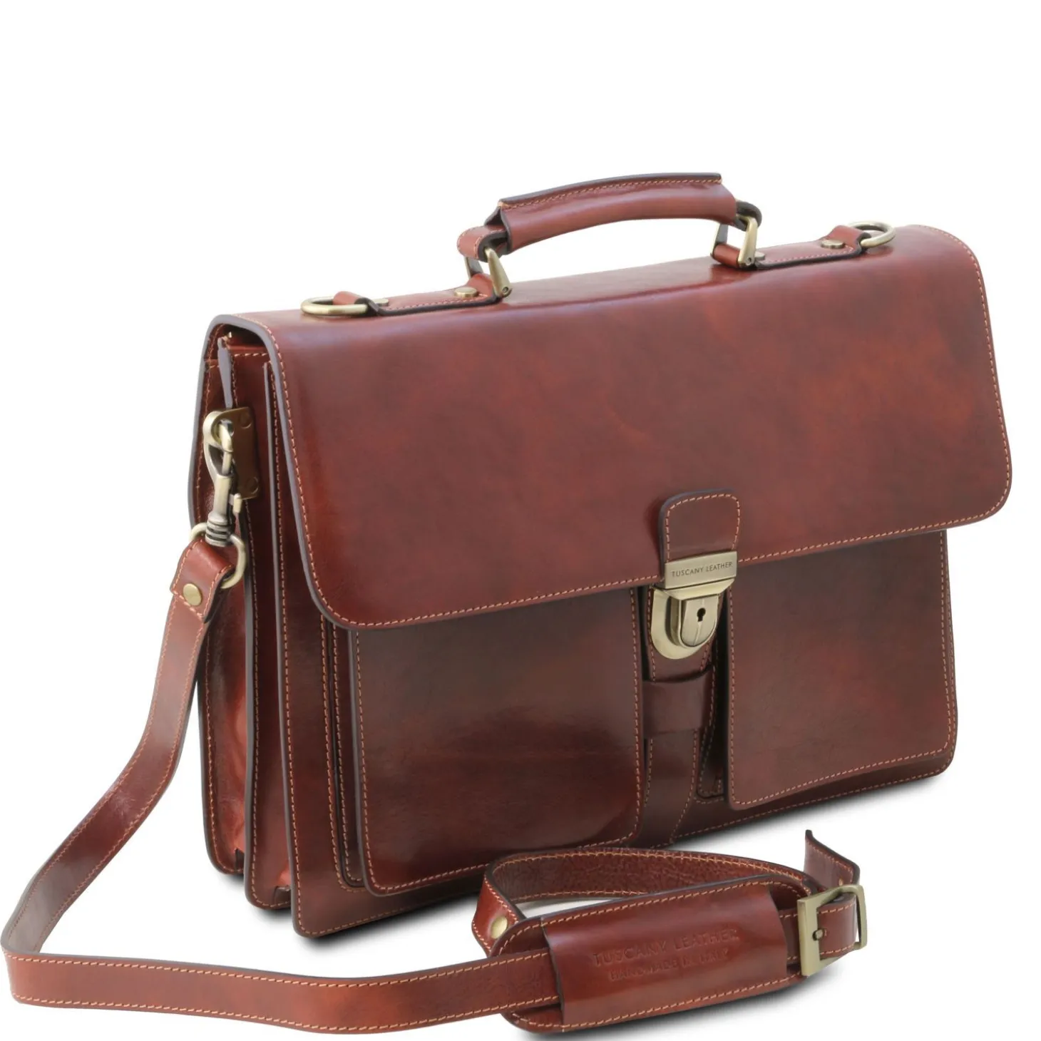 Leather Briefcase 3 Compartments