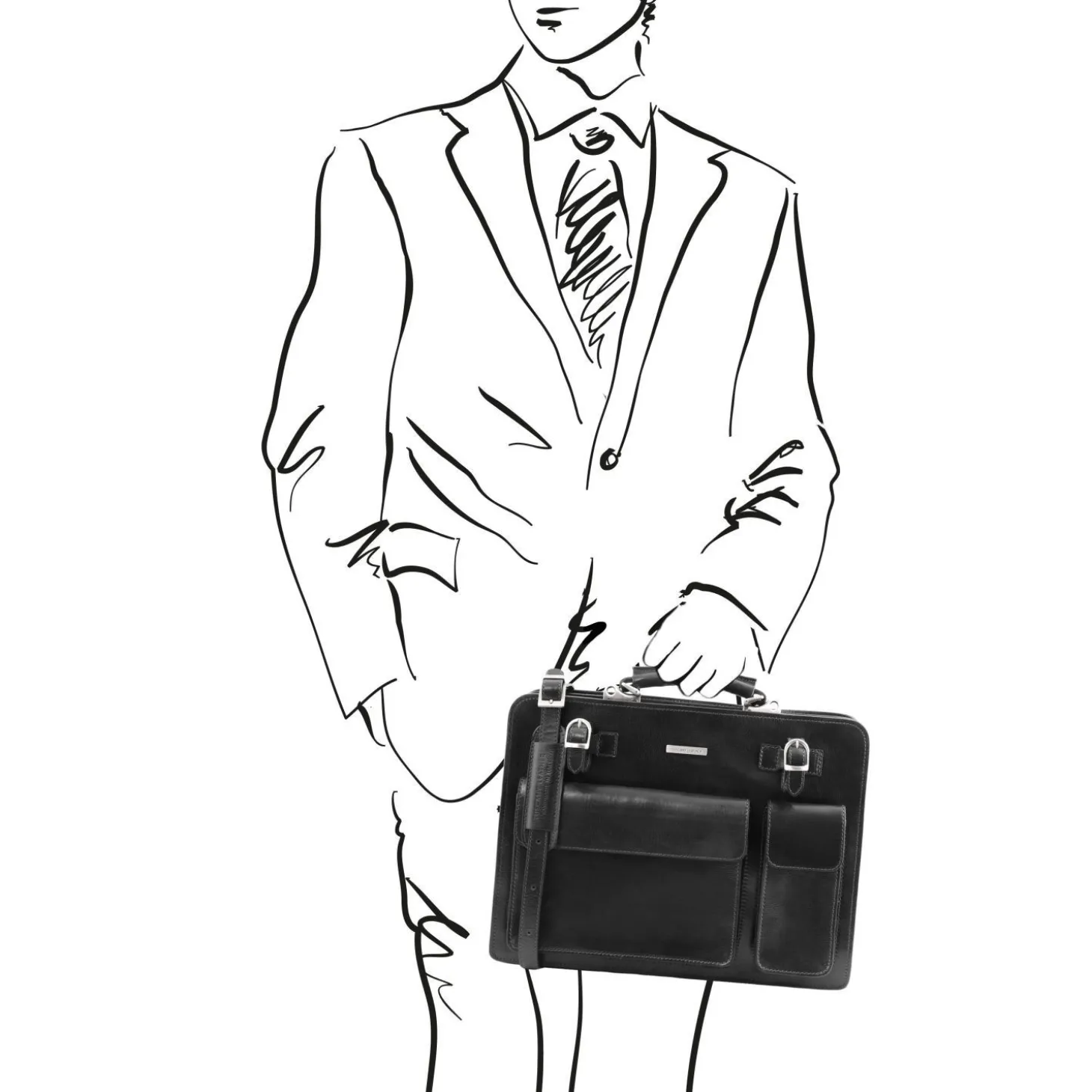 Leather Briefcase 2 Compartments