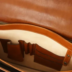 Leather Briefcase 3 Compartments