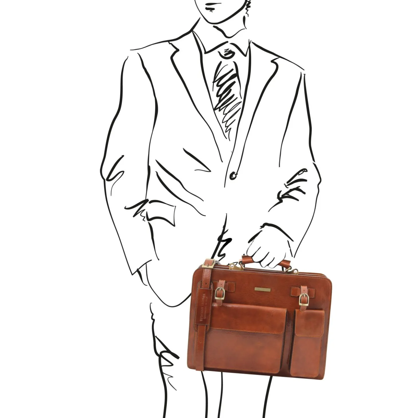 Leather Briefcase 2 Compartments
