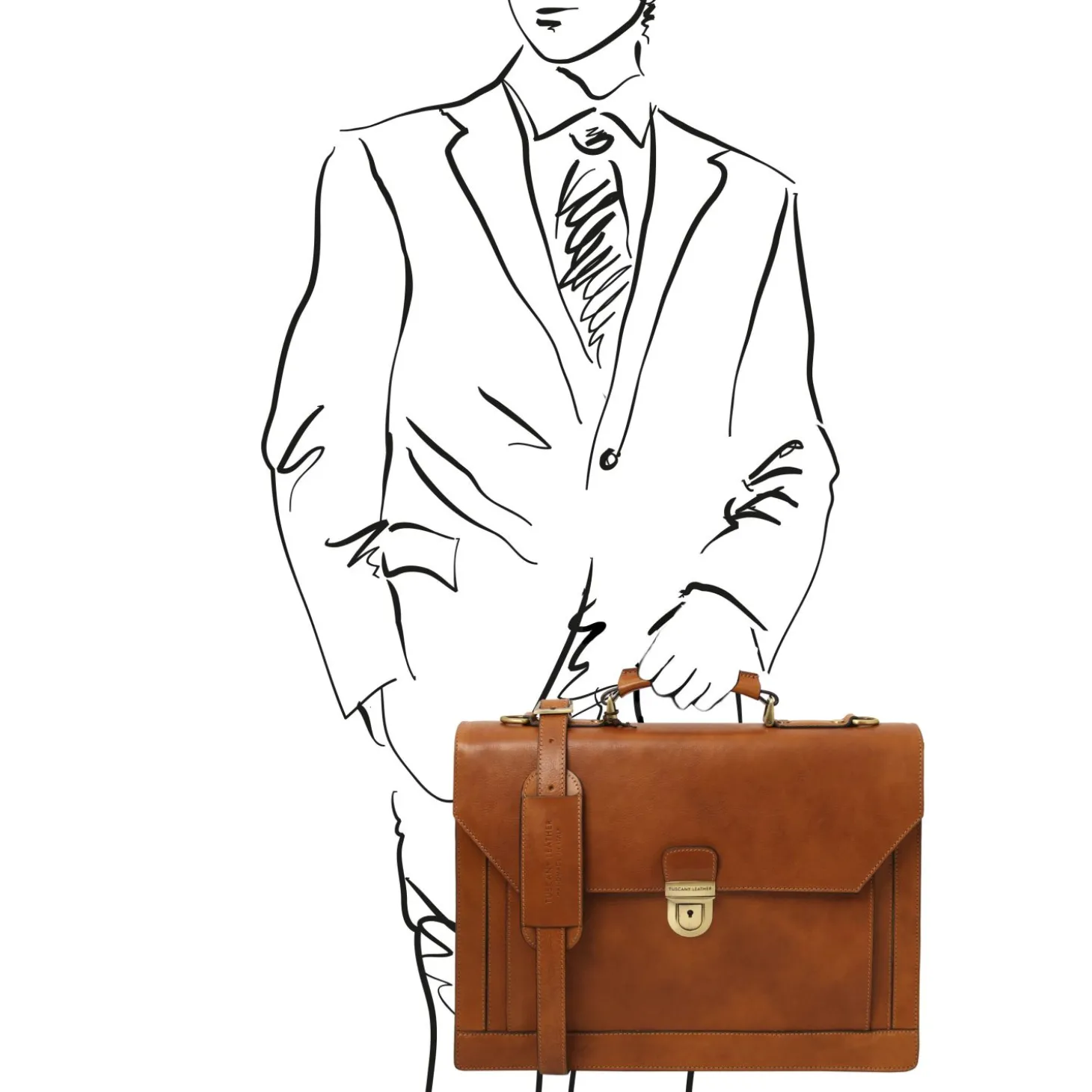 Leather Briefcase 3 Compartments