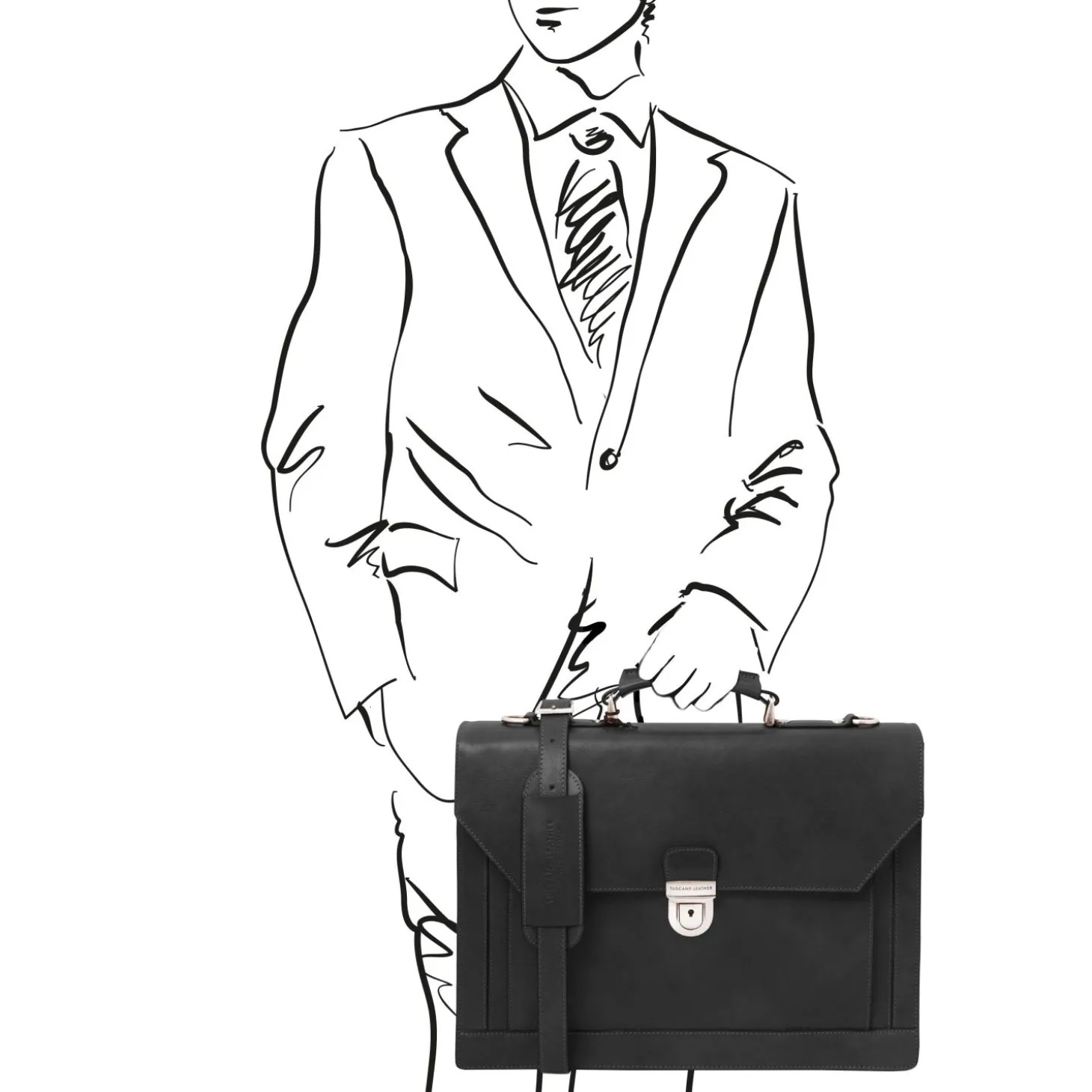 Leather Briefcase 3 Compartments