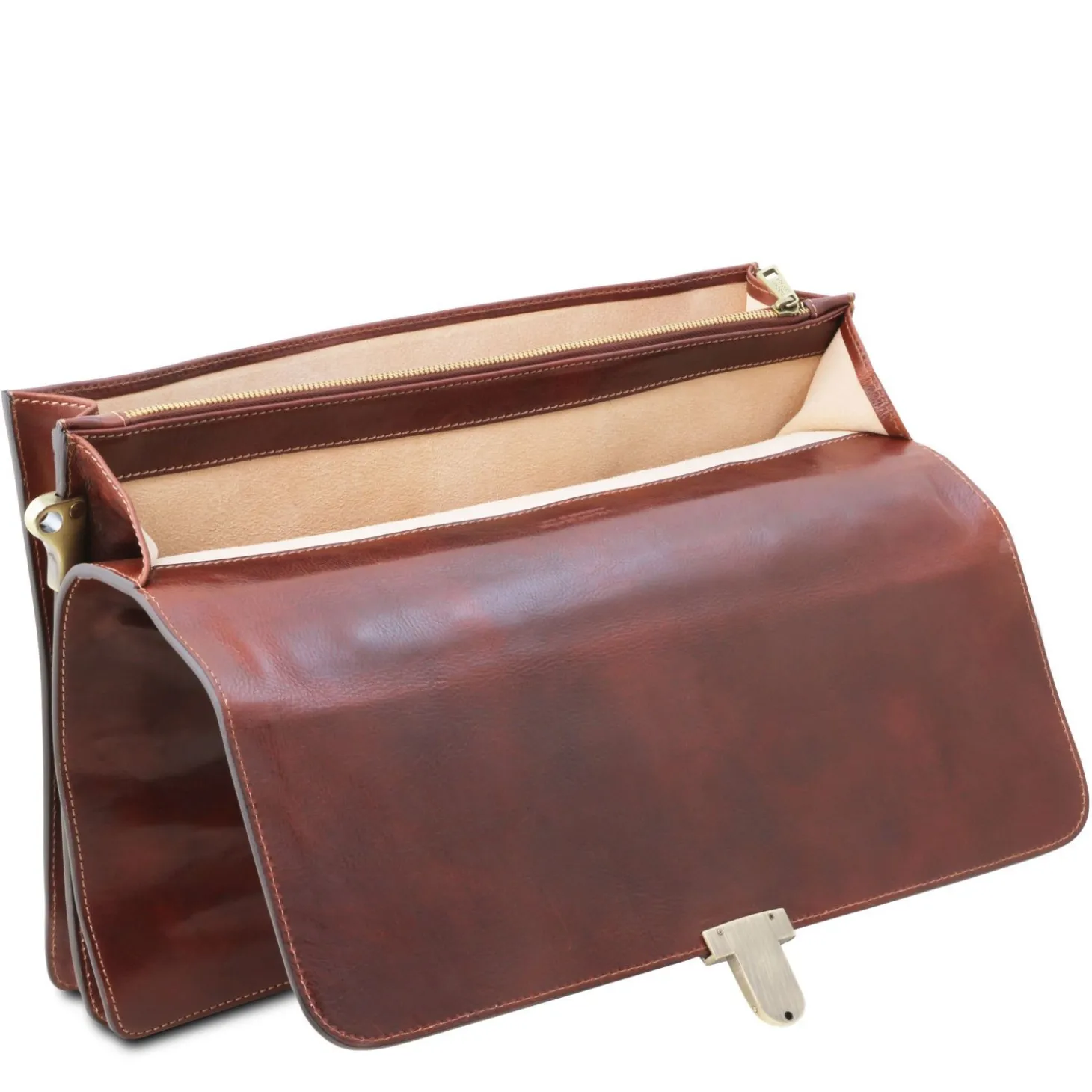 Leather Briefcase 3 Compartments