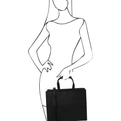 Leather Briefcase 3 Compartments for Women