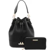 Leather Bucket bag and Exclusive zip Around Leather Wallet